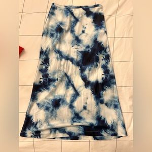 Tie dye silk midi skirt